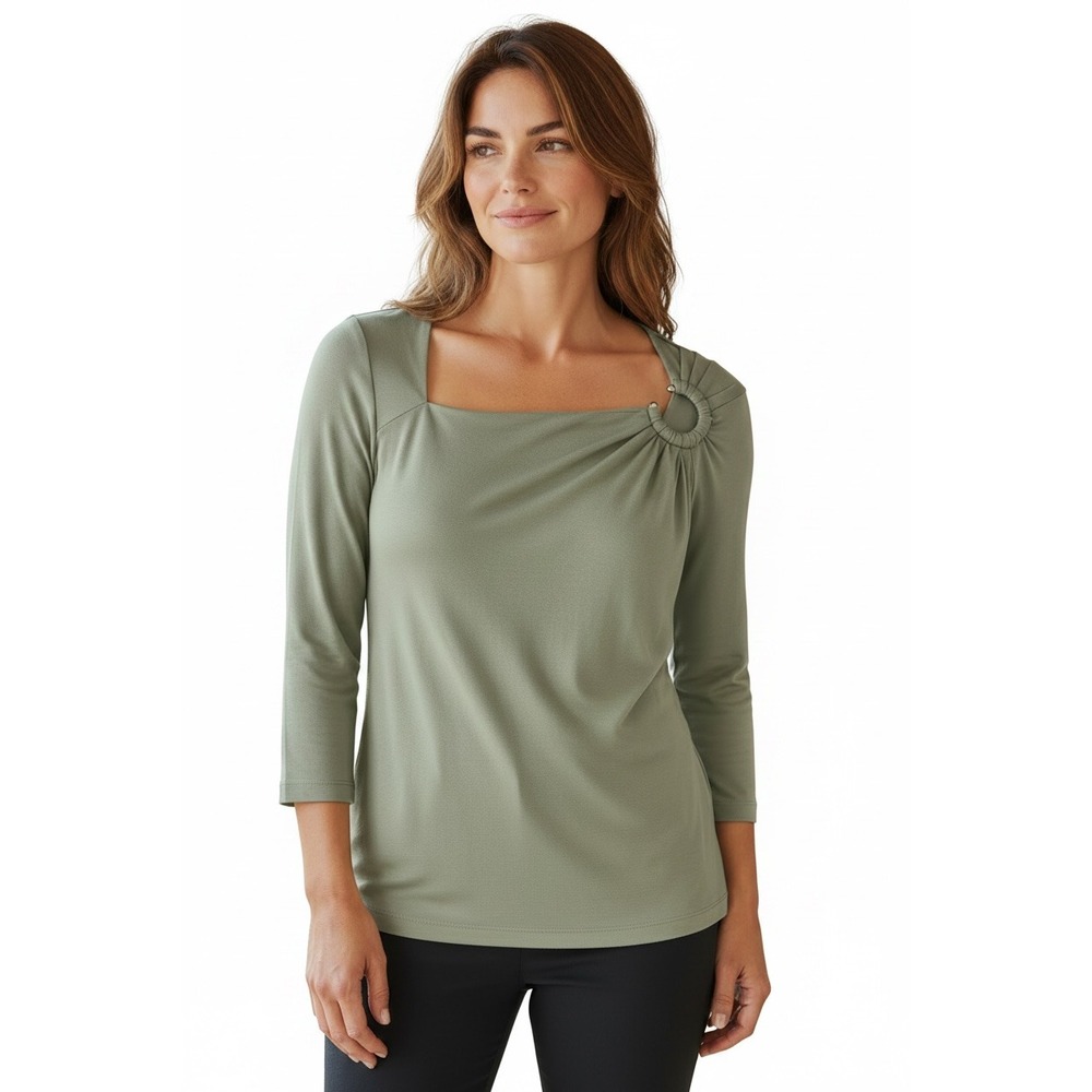 Size S - Lauren Ralph Lauren Womens Stretch Jersey Asymmet Sage Green MSRP $125